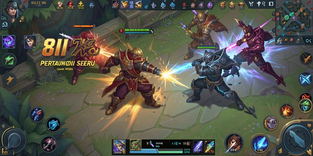 Menampilkan aksi gameplay seru dan strategi intens dalam 8II.
