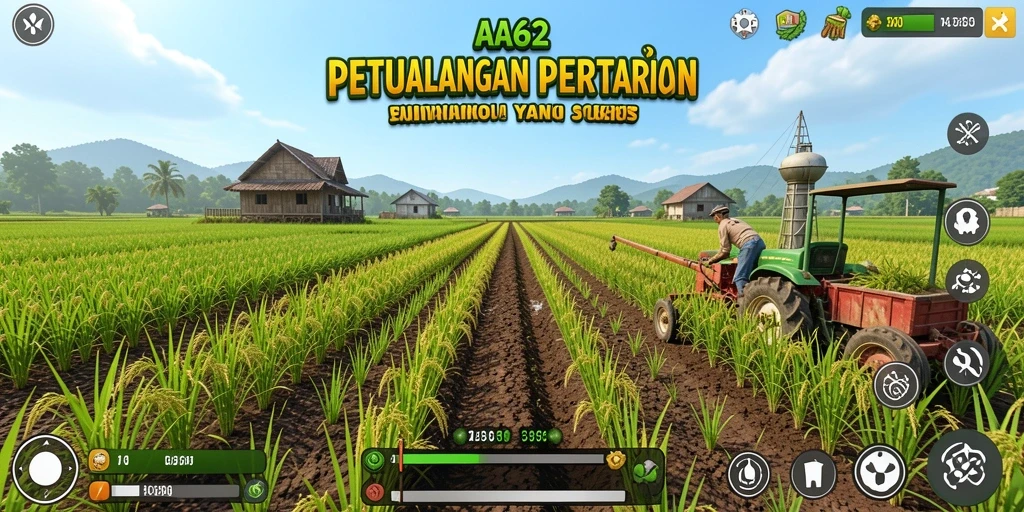 Tampilan gameplay AA62 yang menampilkan lahan pertanian yang asri