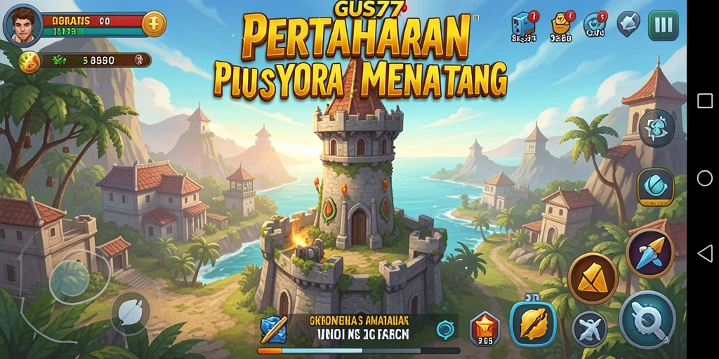 Tangkapan layar GUS77 menampilkan aksi epik pertahanan menara.