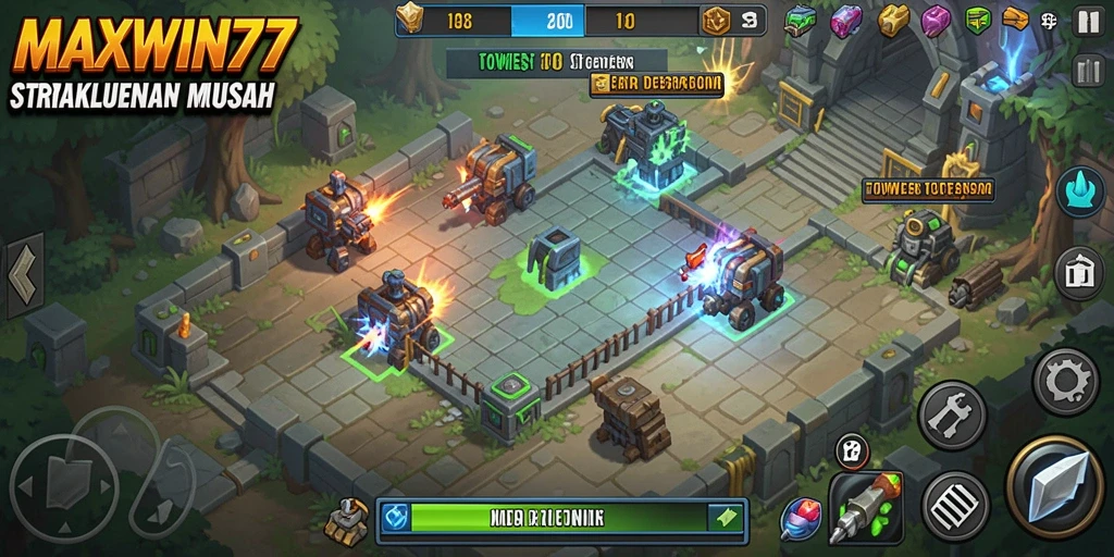 Gameplay menegangkan dalam pertahanan menara di MAXWIN77.