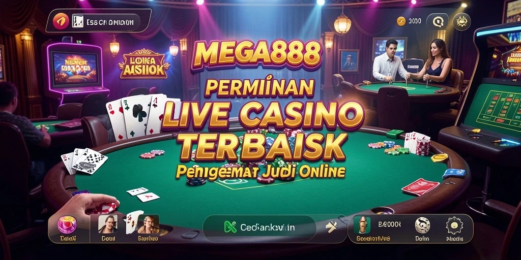 Tampilan gameplay Live Casino MEGA888 dengan dealer langsung.