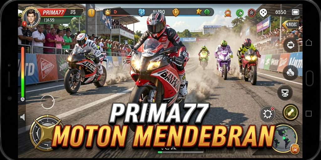 Tampilan aksi balapan motor yang seru dan mendebarkan.