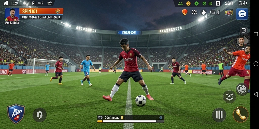 Tampilan gameplay seru di SPIN101 yang penuh aksi sepak bola.