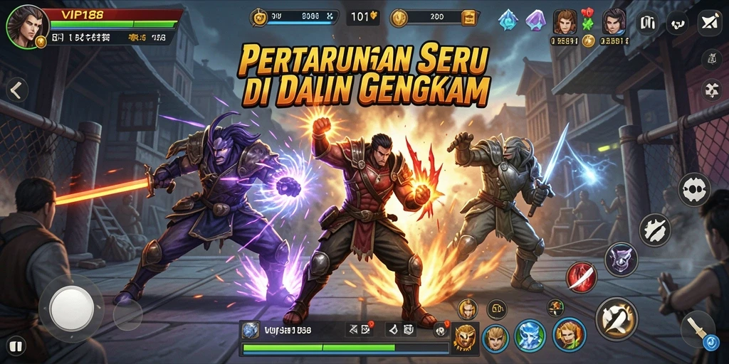 Tangkapan layar gameplay VIP188 menunjukkan aksi pertarungan yang seru.