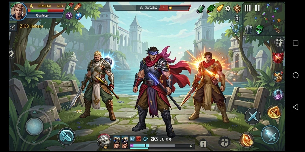Screenshot gameplay ZK3 menampilkan aksi pertempuran yang dinamis dan menegangkan.
